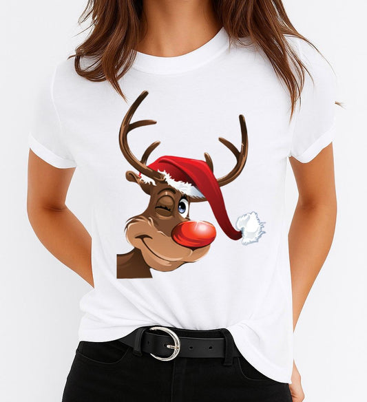 Tricou din bumbac 100% Ren de Craciun