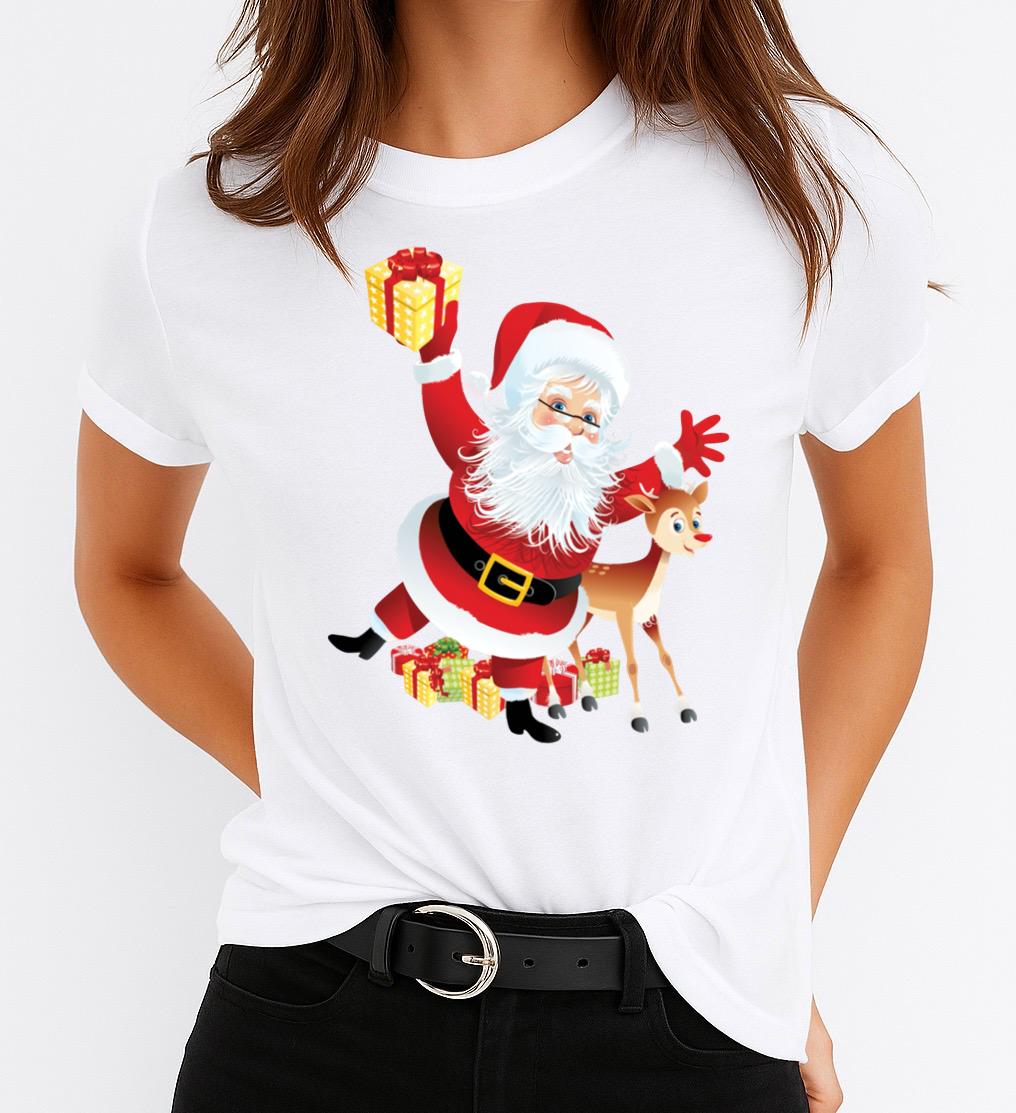Tricou din bumbac 100% Mos Craciun Fericit - MonCherie