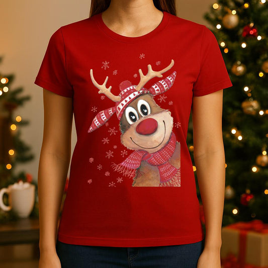 Tricou rosu din bumbac 100% Cute ren 2