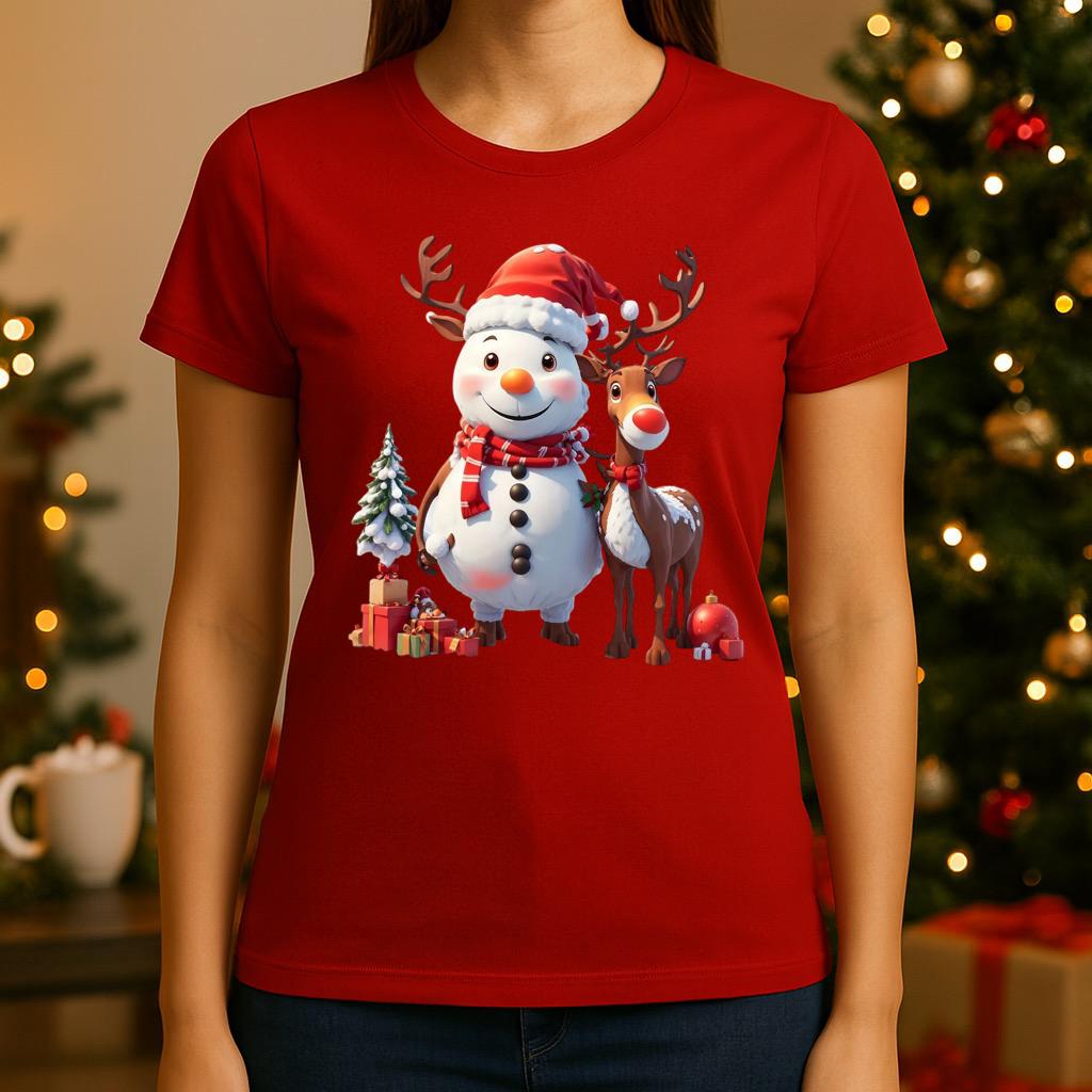 Tricou rosu din bumbac 100% Happy team