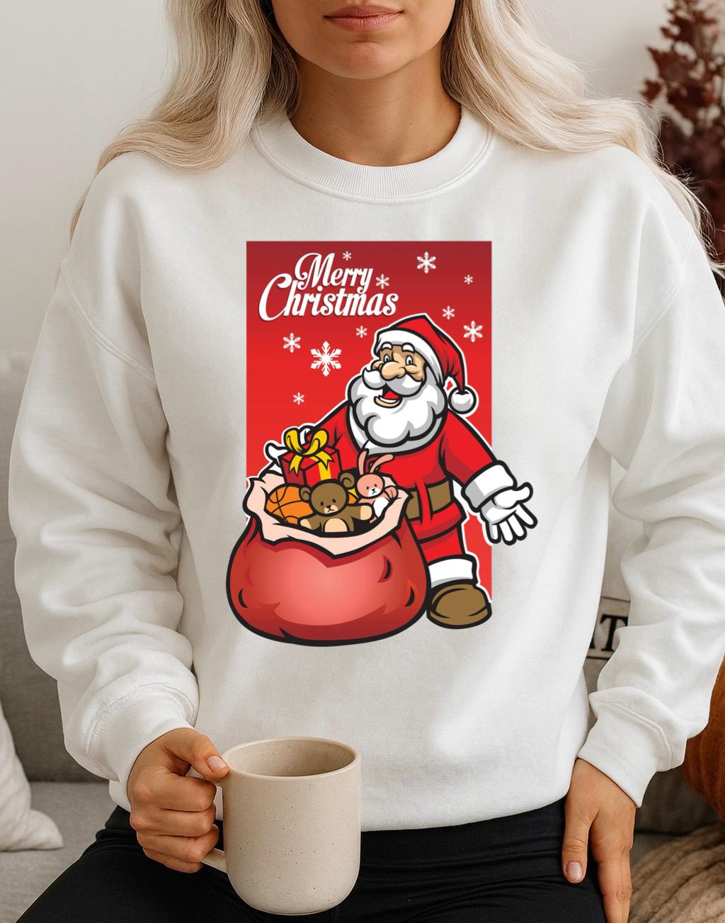 Bluza alba din bumbac 100% Merry Christmas 5
