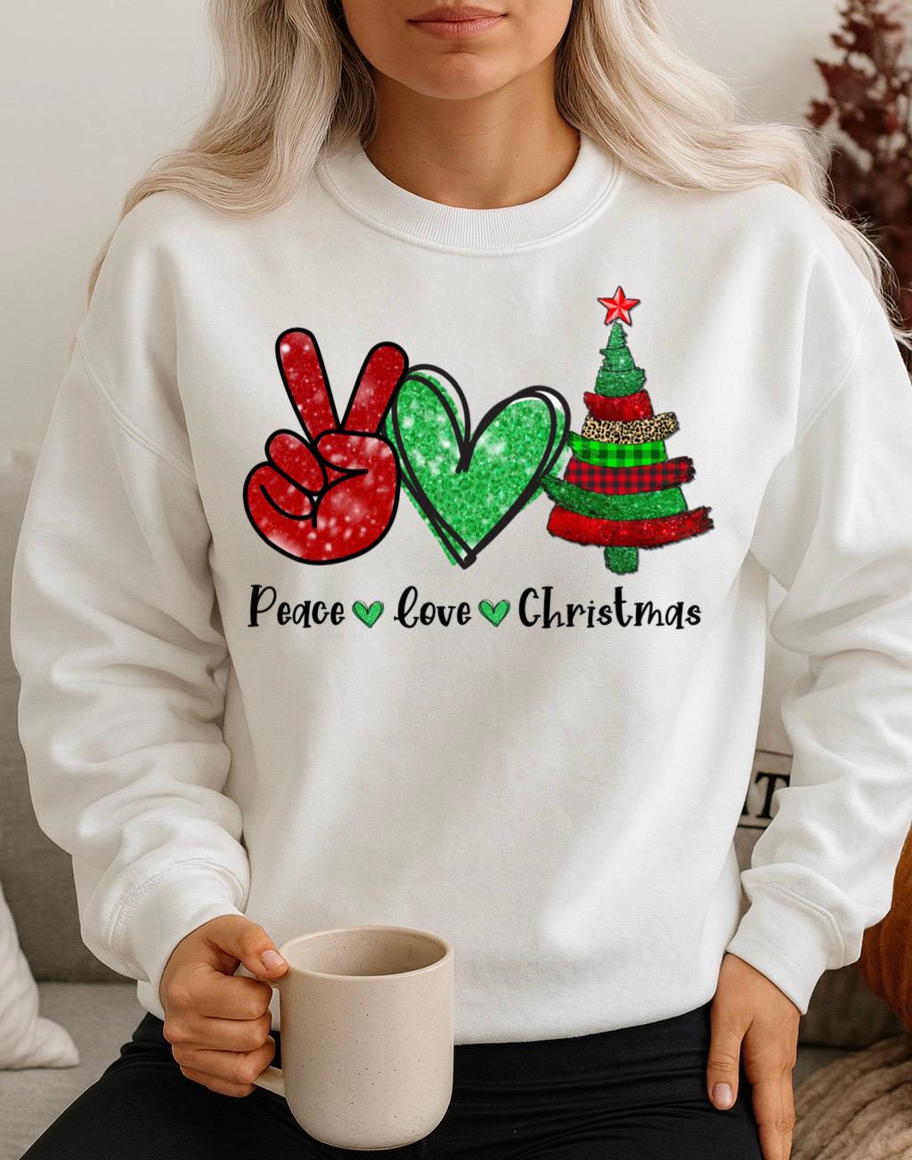 Bluza alba din bumbac 100% Peace Christmas