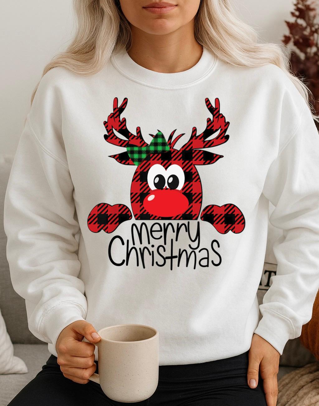 Bluza alba din bumbac 100% Craciun Fericit!