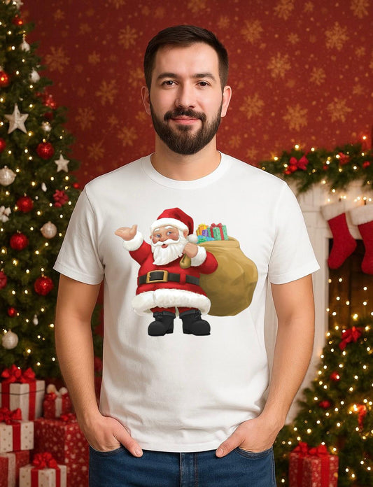 Tricou din bumbac 100% Mos craciun cu cadouri