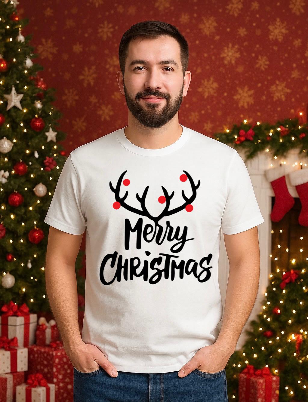 Tricou din bumbac 100% White merry christmas