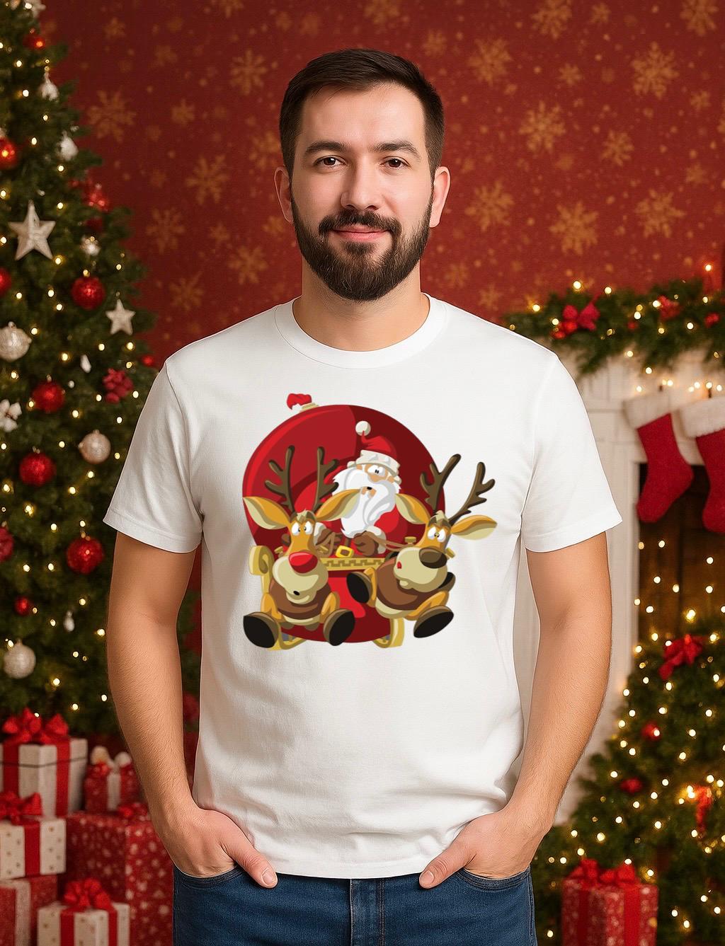 Tricou din bumbac 100% Mos craciun cu cadouri - MonCherie