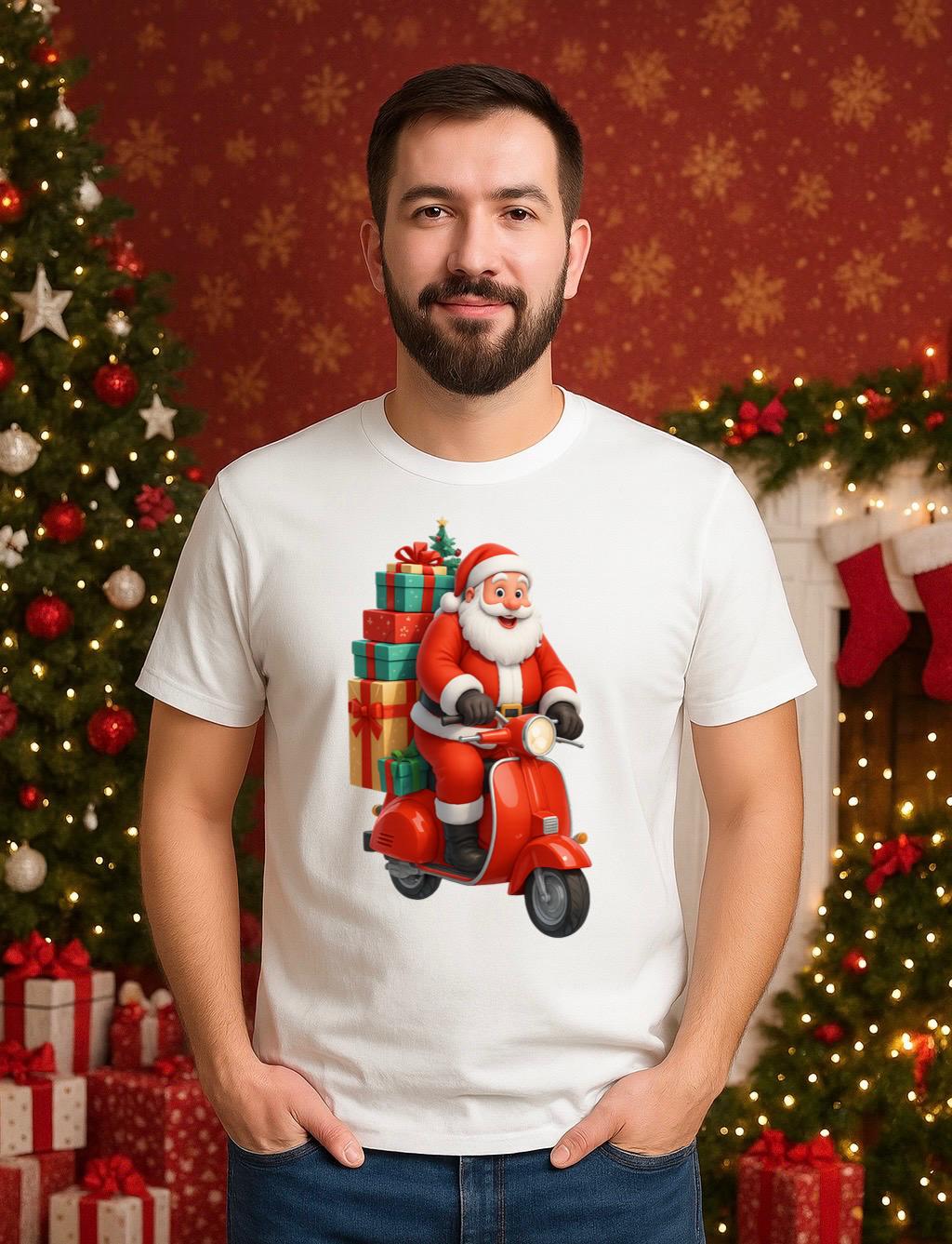 Tricou din bumbac 100% Christmas scooter - MonCherie