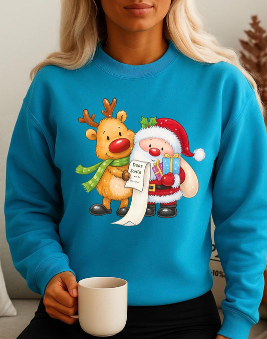 Bluza turcoaz din bumbac 100% Ren si om de zapada