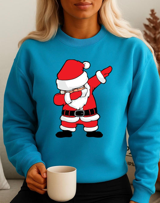 Bluza turcoaz din bumbac 100% Mos craciun