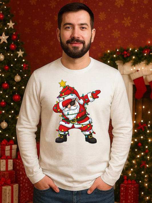 Bluza alba din bumbac 100% Mos craciun dance 2