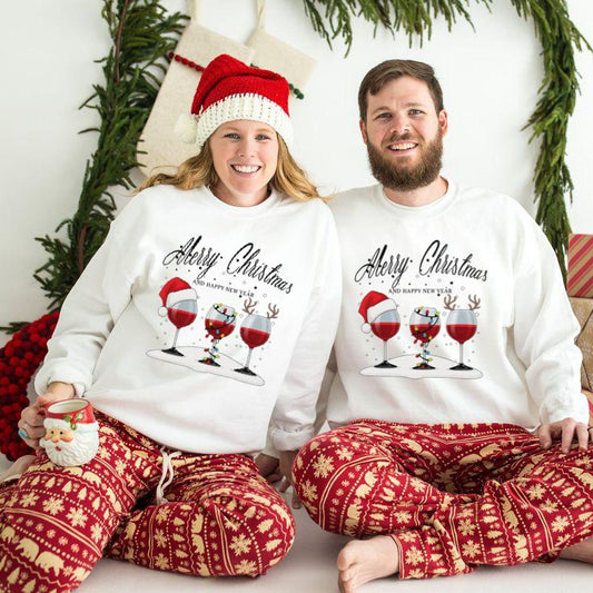 Set Bluze Cuplu White Merry Christmas