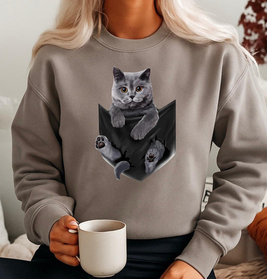 Bluza gri din bumbac 100% Cat