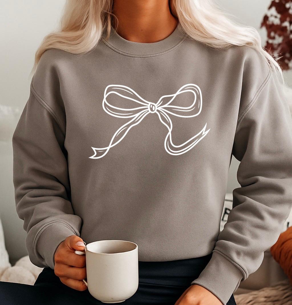 Bluza gri din bumbac 100% Fundita alba