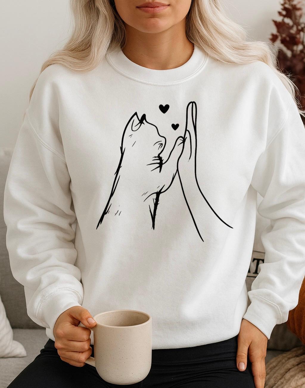 Bluza alba din bumbac 100% Cat and hand