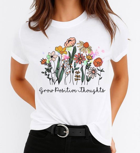 Tricou Alb Dama din Bumbac 100% - Grow Positive