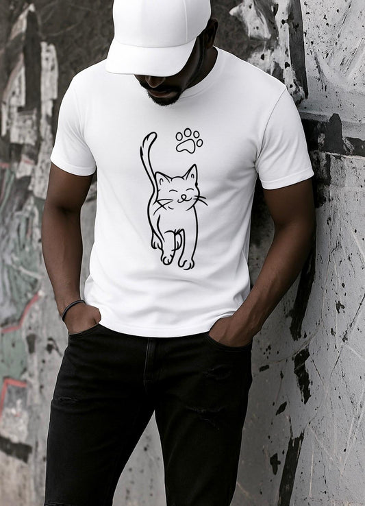 Tricou alb din bumbac 100% Cat walk