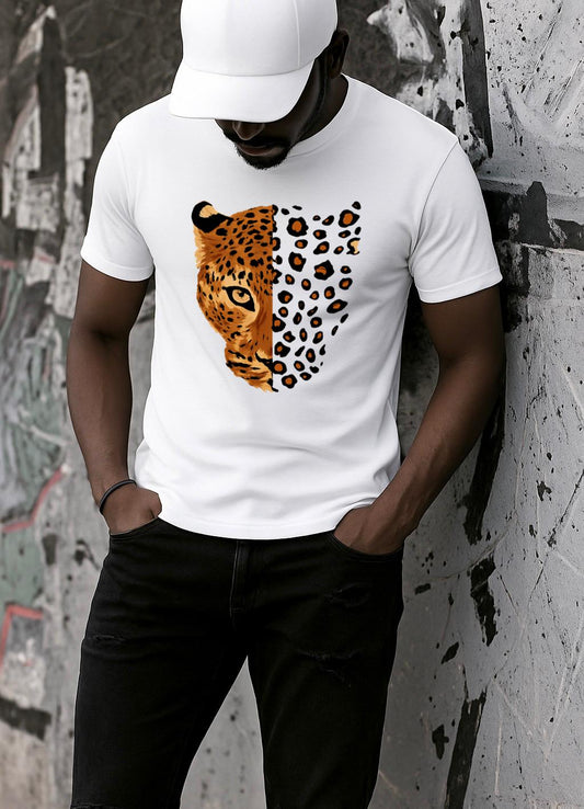 Tricou alb din bumbac 100% Orange face