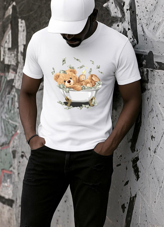 Tricou alb din bumbac 100% Cash 2