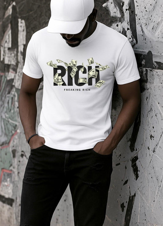 Tricou alb din bumbac 100% Rich