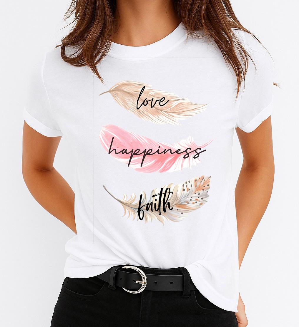 Tricou dama din bumbac 100% Love happiness