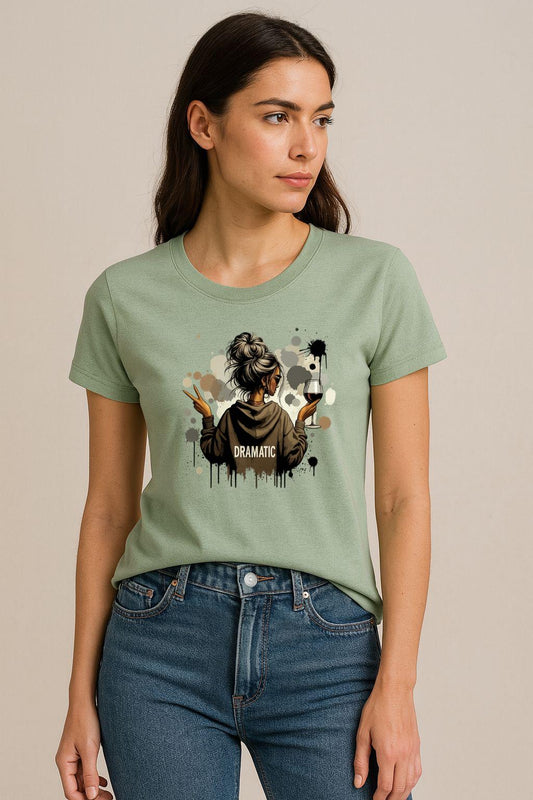 Tricou Verde Salvie Dama din Bumbac 100% - Dramatic