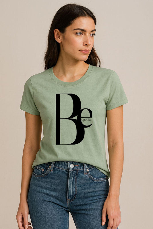 Tricou Verde Salvie Dama din Bumbac 100% - Be