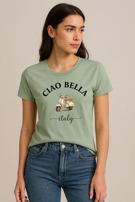 Tricou Verde Salvie Dama din Bumbac 100% - Ciao Bella