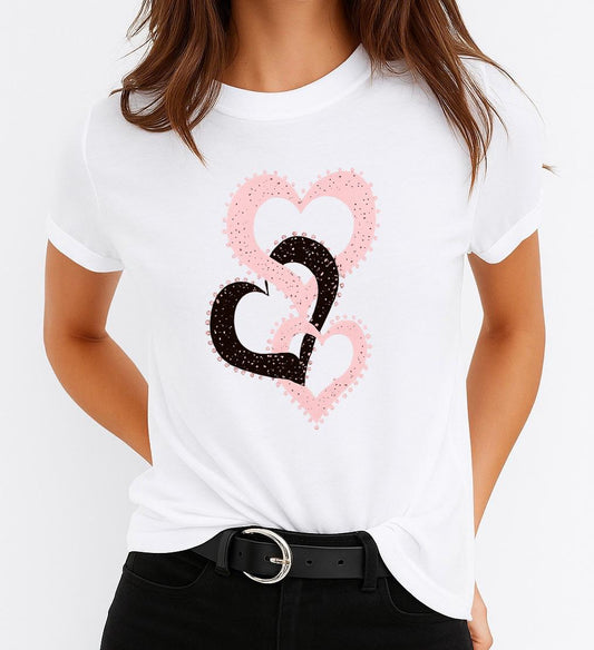 Tricou Dama 3 Color Heart – Bumbac 100%
