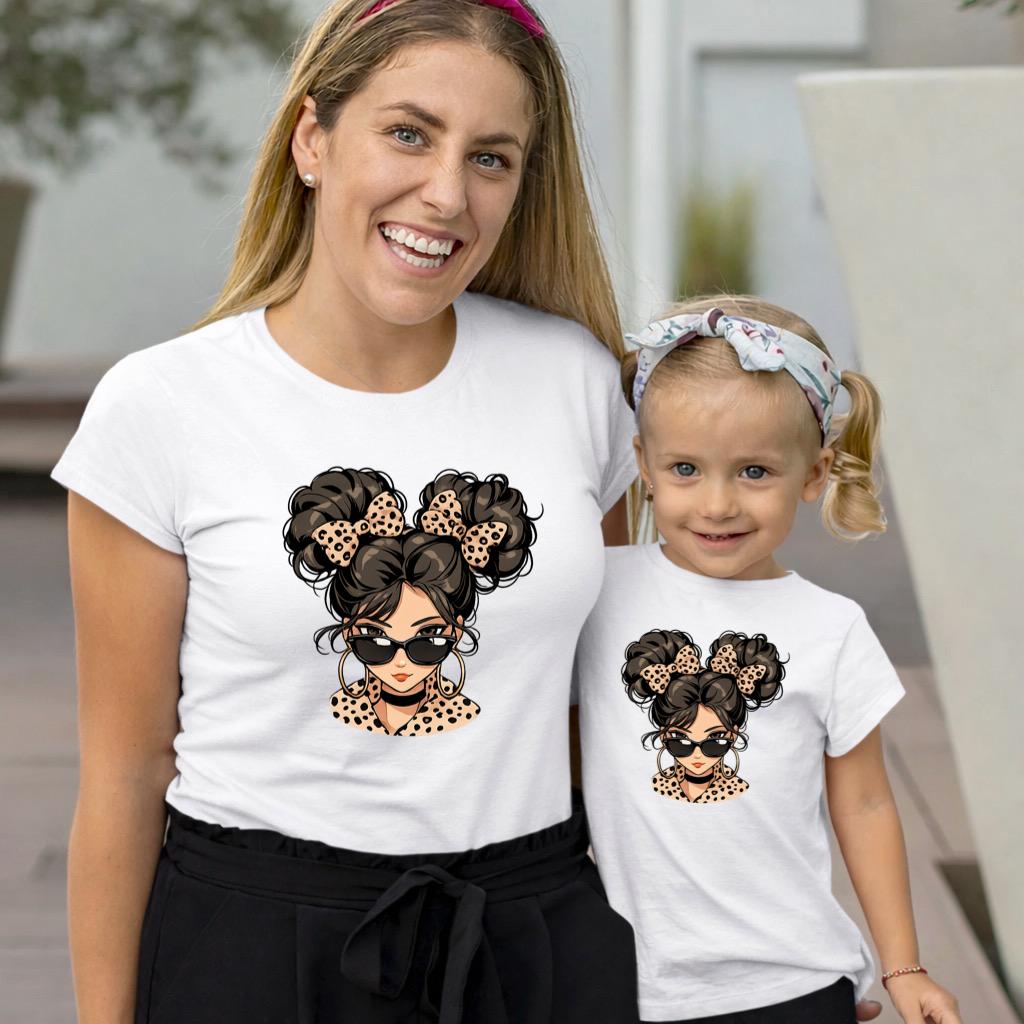Set Tricouri Mama si Copil din Bumbac 100% - Mama si Fata - MonCherie