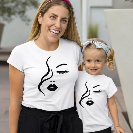 Tricouri din bumbac 100% Mama si fata Black face