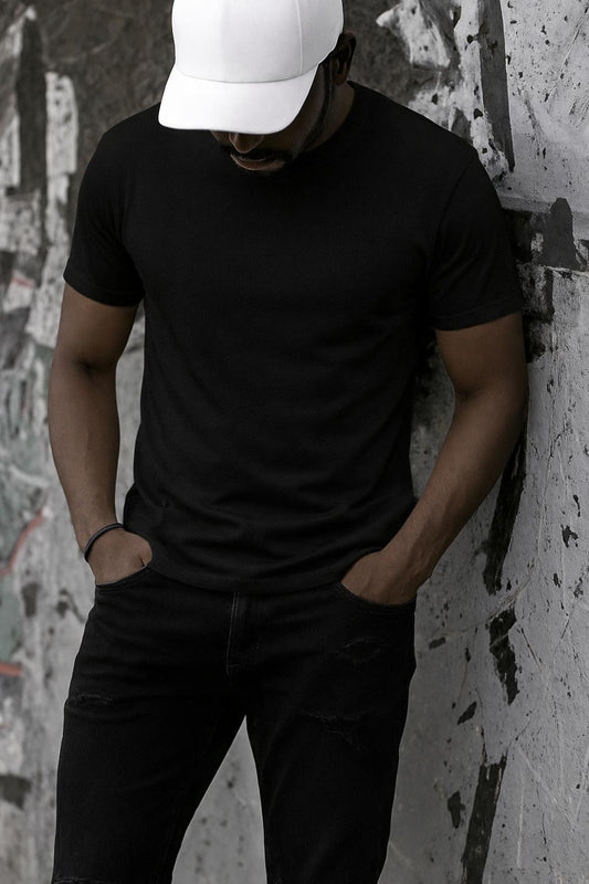 Tricou negru din bumbac 100%