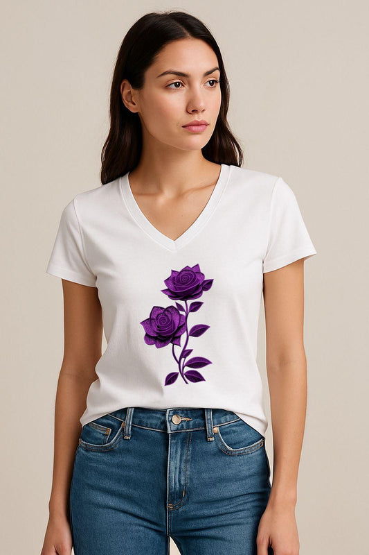Tricou Anchior Dama Flori Mov – Bumbac 100%