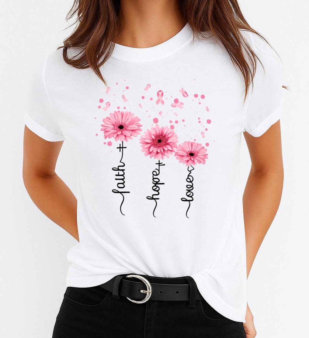 Tricou Dama Pink 3 Flowers - MonCherie