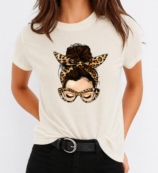 Tricou Bej Dama din Bumbac 100% - Animal Print