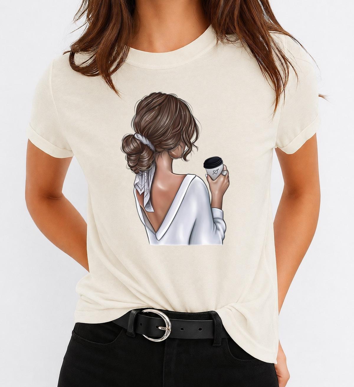 Tricou Bej Dama din Bumbac 100% - Love Coffee - MonCherie