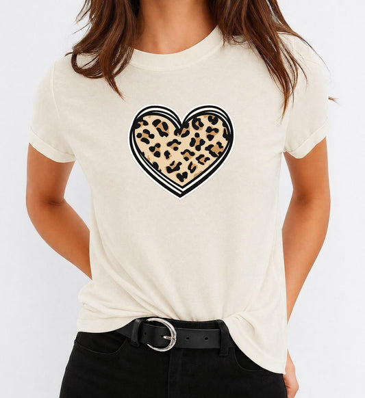 Tricou Bej Dama din Bumbac 100% - Simple Heart - MonCherie