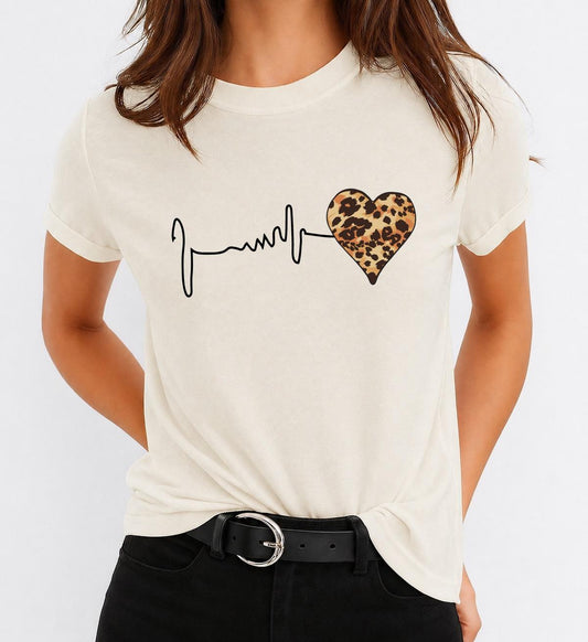 Tricou Bej Dama din Bumbac 100% - Heart Gold