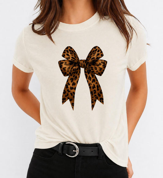 Tricou Bej Dama din Bumbac 100% - Fundita Animal Print