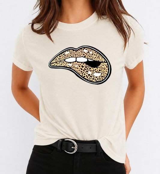 Tricou Bej Dama din Bumbac 100% - Lips