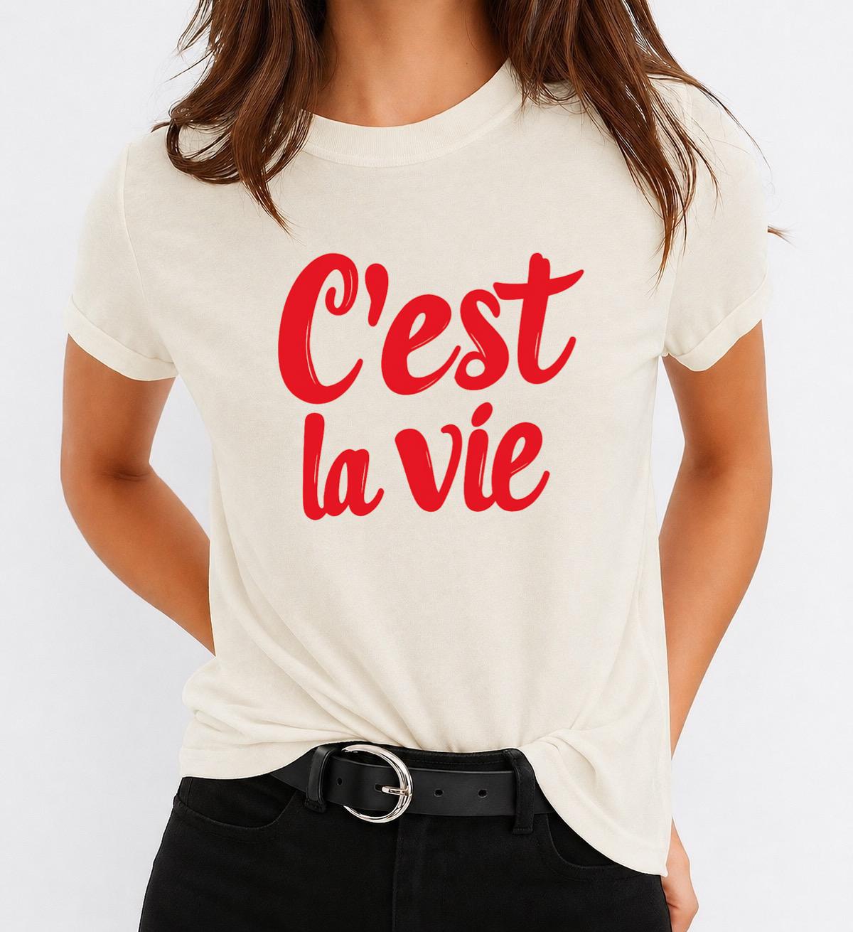 Tricou Bej Dama din Bumbac 100% - C'est la Vie - MonCherie