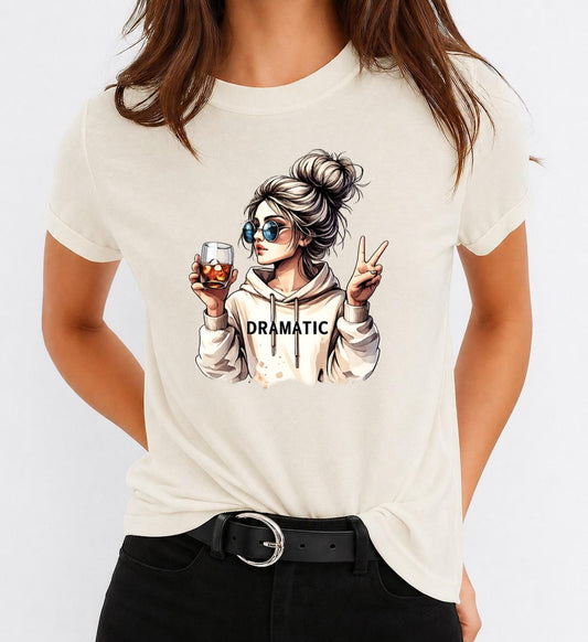 Tricou Bej Dama din Bumbac 100% - Dramatic