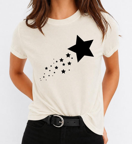 Tricou Bej Dama din Bumbac 100% - Stea