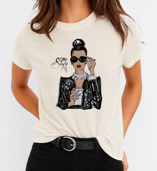 Tricou Bej Dama din Bumbac 100% - Style Coffee