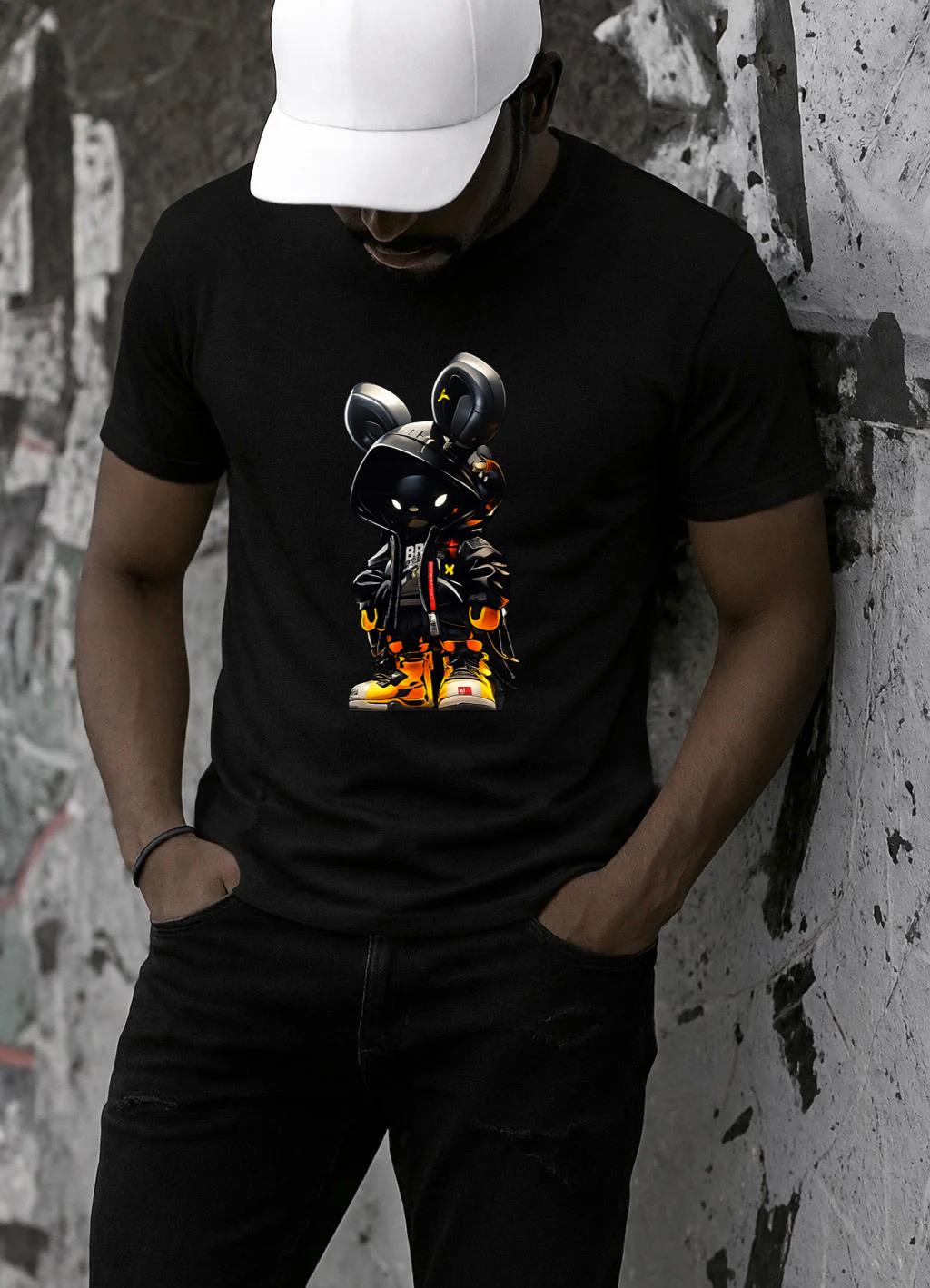 Tricou Negru Barbati din Bumbac 100% - Black - MonCherie