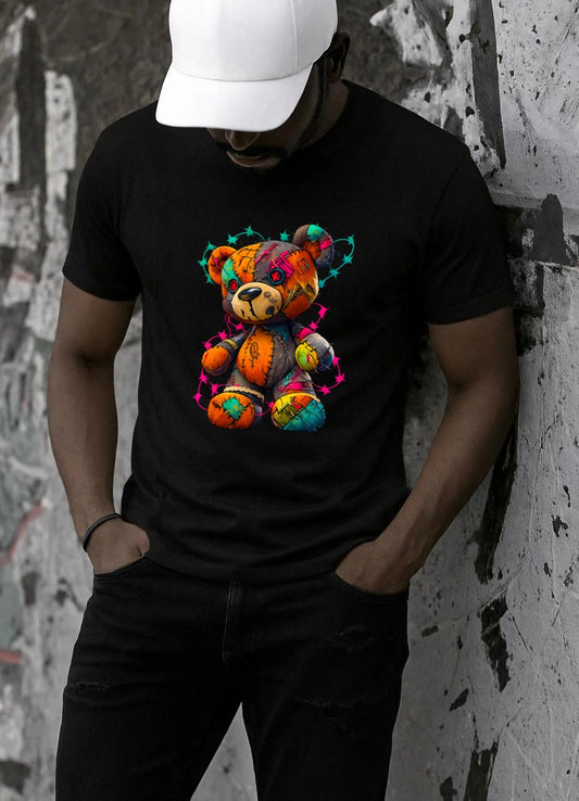 Tricou negru din bumbac 100% Ursulet color