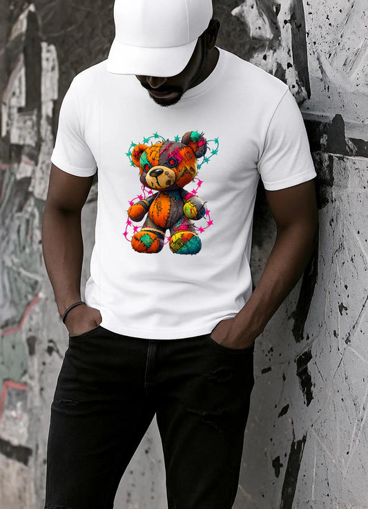Tricou alb din bumbac 100% Ursulet color