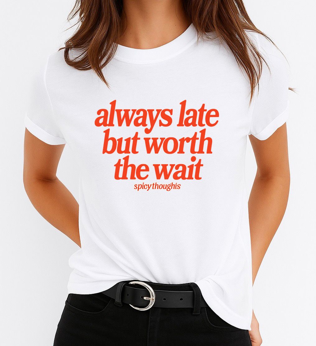 Tricou Alb Dama din Bumbac 100% - Always late