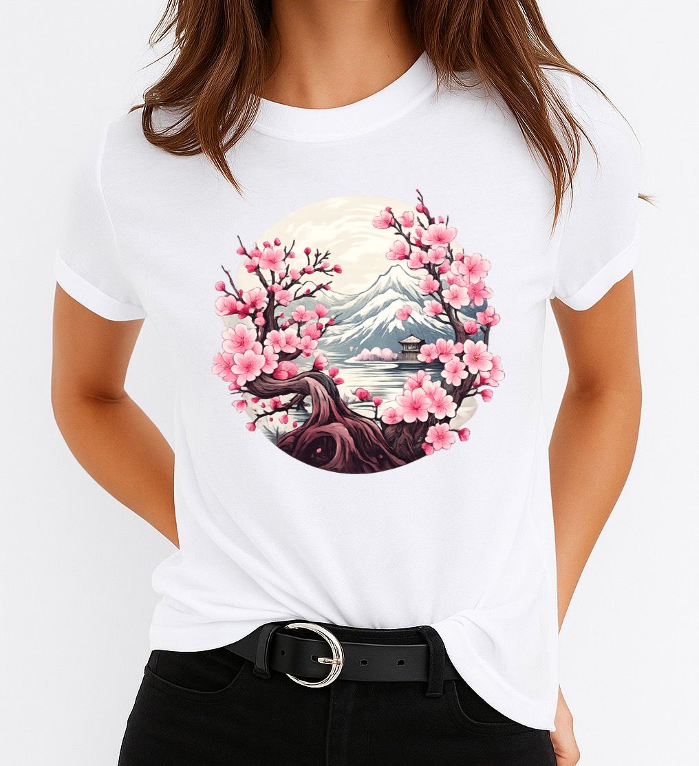 Tricou Alb Dama din Bumbac 100% - Flower