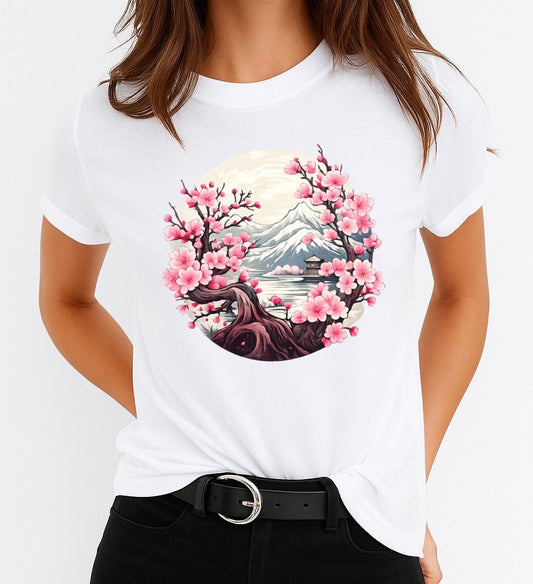 Tricou Alb Dama din Bumbac 100% - Flower