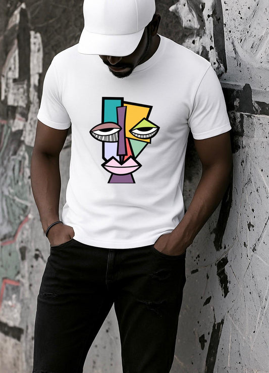 Tricou Alb Barbati din Bumbac 100% - Colors